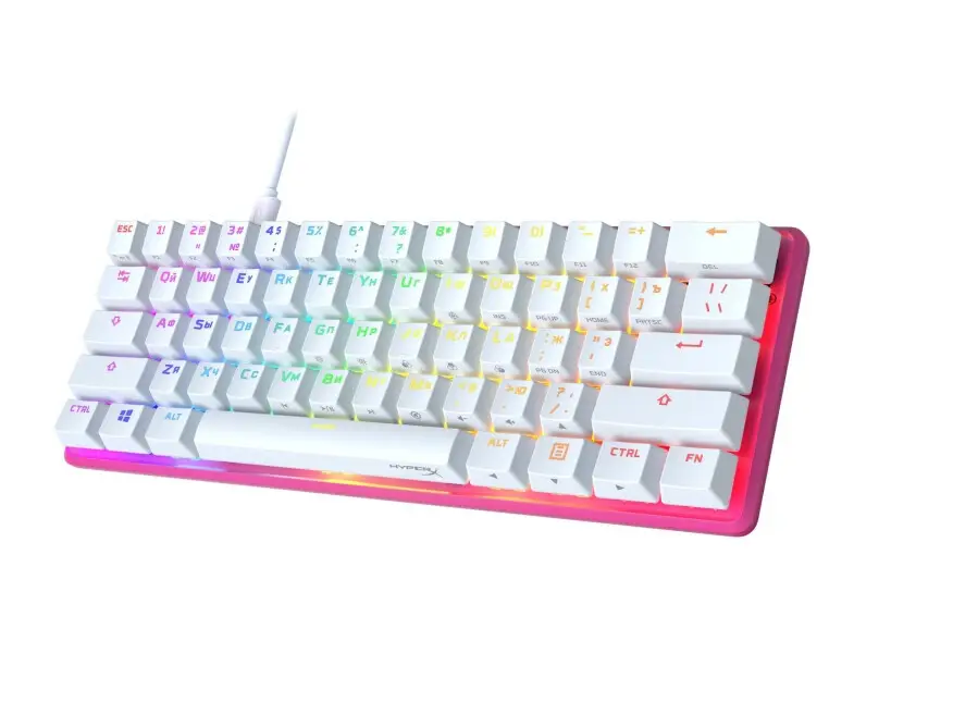 Клавіатура HyperX Alloy Origins 60 Red USB RGB ENG/RU Pink