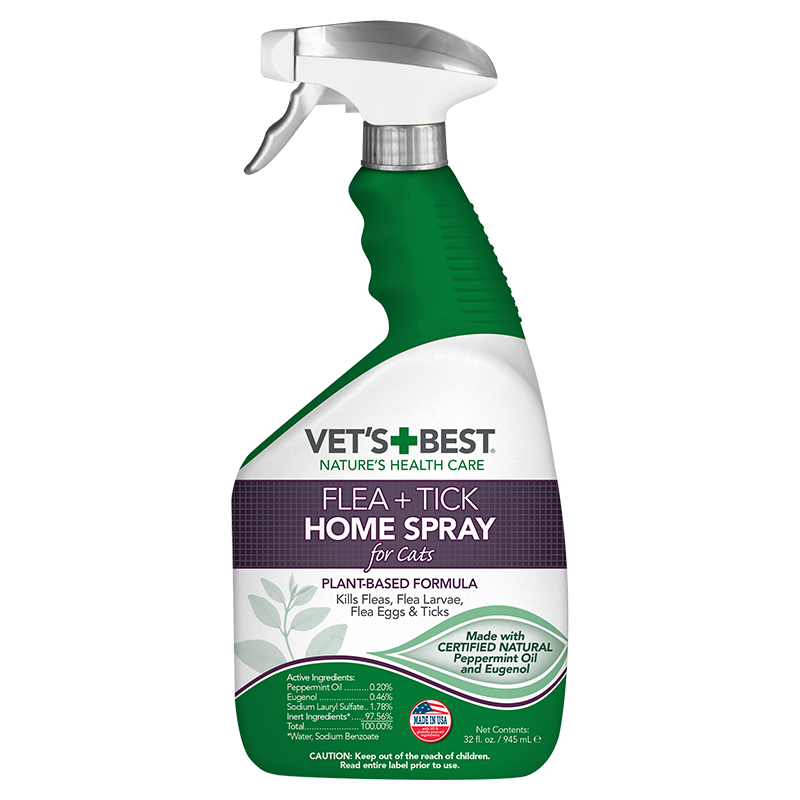 Спрей для котів Vet's Best Flea&Tick Home Spray for Cats універсальний від бліх та кліщів та захисту будинку від паразитів 945 мл (vb10526)