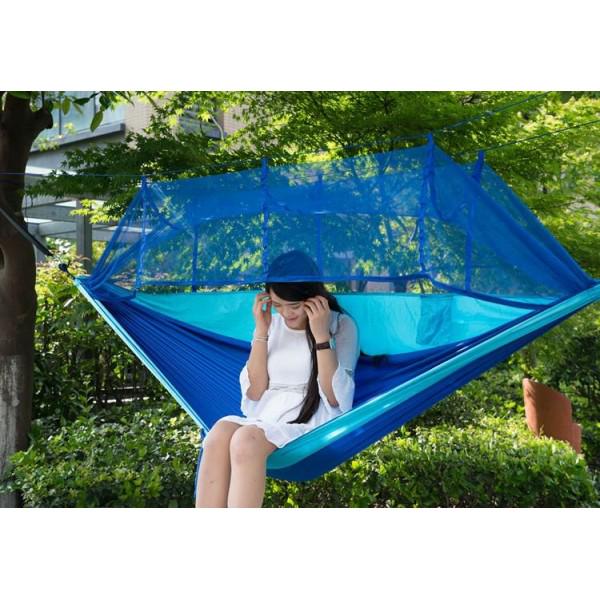 Туристичний гамак UKC Hammock Net з москітною сіткою тканинний Синій (22d48167) - фото 3