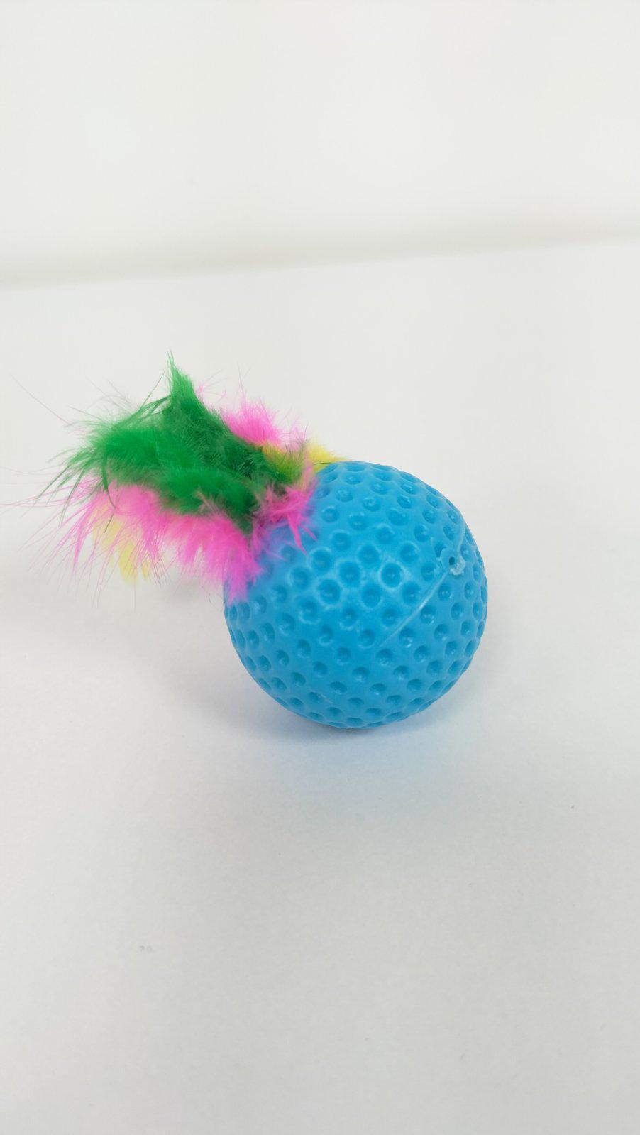 Игрушка для кошек Мяч Зефир с перьями и колокольчиком 3,5 см (ІГ005)