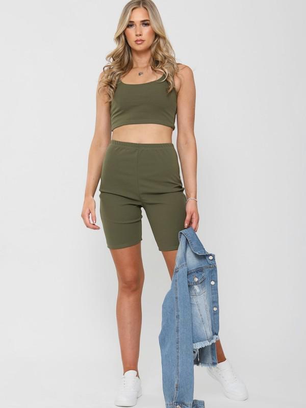 Костюм: топ и велосипедки Missguided XS Хаки (9886/40)