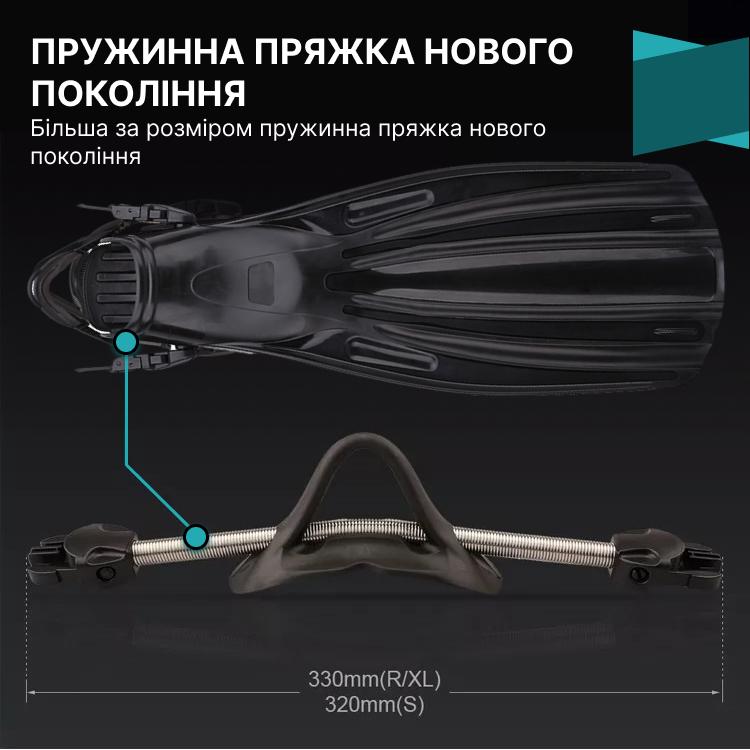 Ласты для дайвинга профессиональные VelaSport Rockfish регулируемые с открытой пяткой р. 41-44 65 см Черный (00821) - фото 8