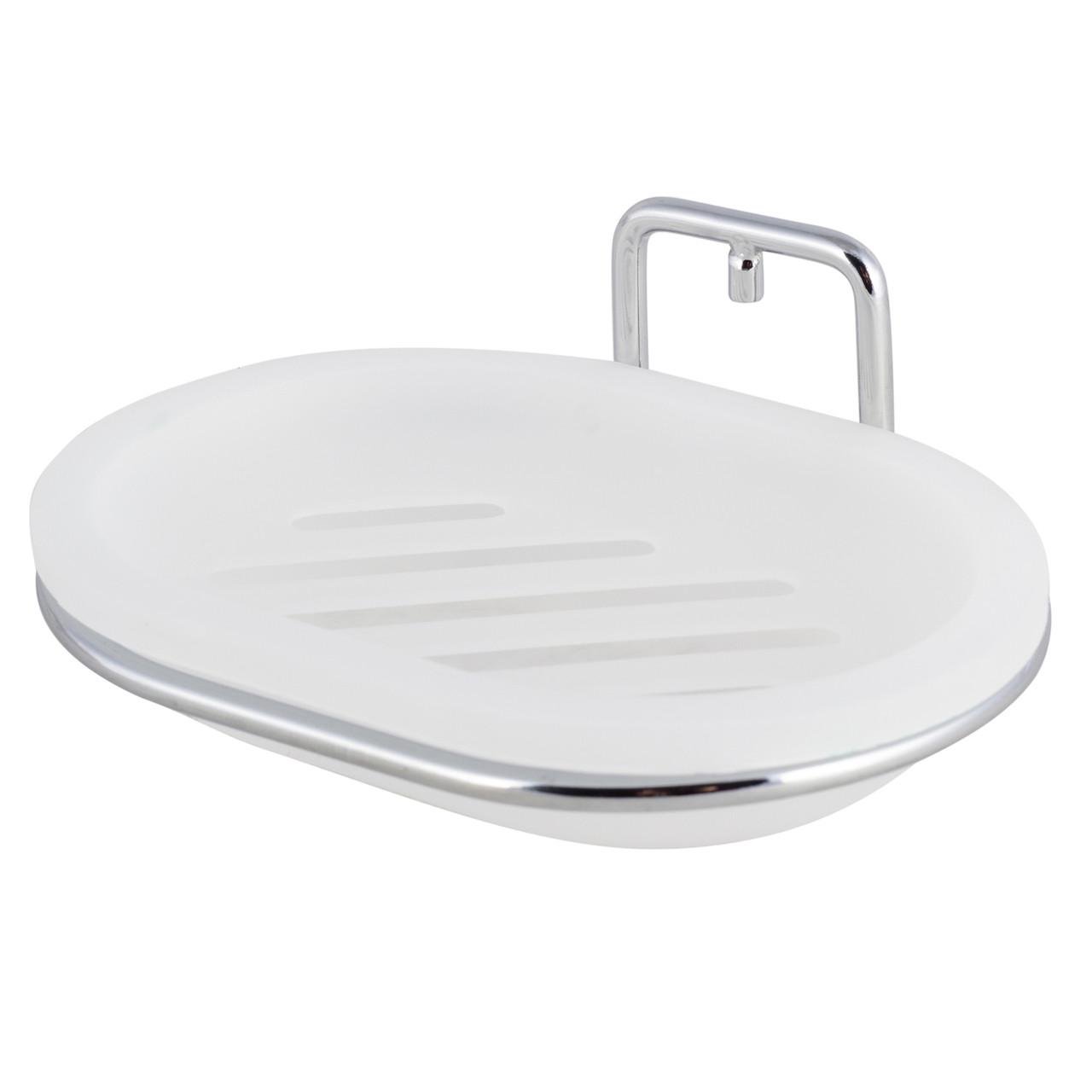 Мильниця на хромованій підвісці з кріпленням Besser SMART STICKER КМ-0156 із пластику 13х9,5х5,5 см Білий (150-84-0156)