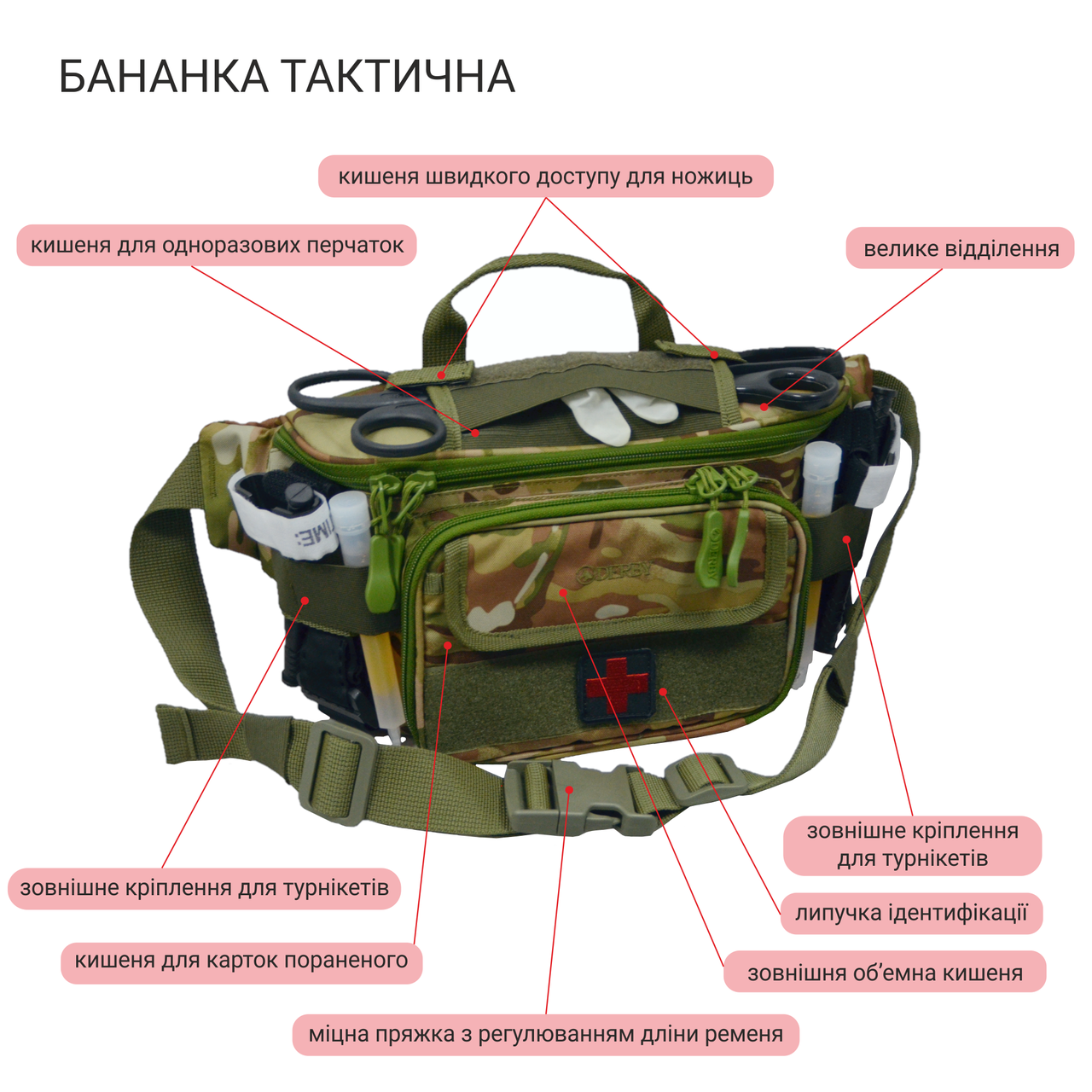 Сумка поясная медицинская Derby Crossbag-1 Мультикам (2044861327) - фото 2