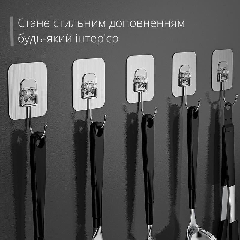 Набір тримачів для кухні та ванної 10 шт. Сріблястий - фото 8