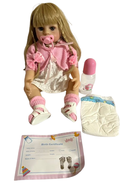 Кукла с волосами и голубыми глазами Reborn винил 55 см (1169)