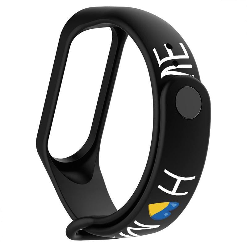 Силиконовый ремешок для Xiaomi Mi Band 3/4 с дизайнерским принтом "Украина – мой дом" (9659690) - фото 1