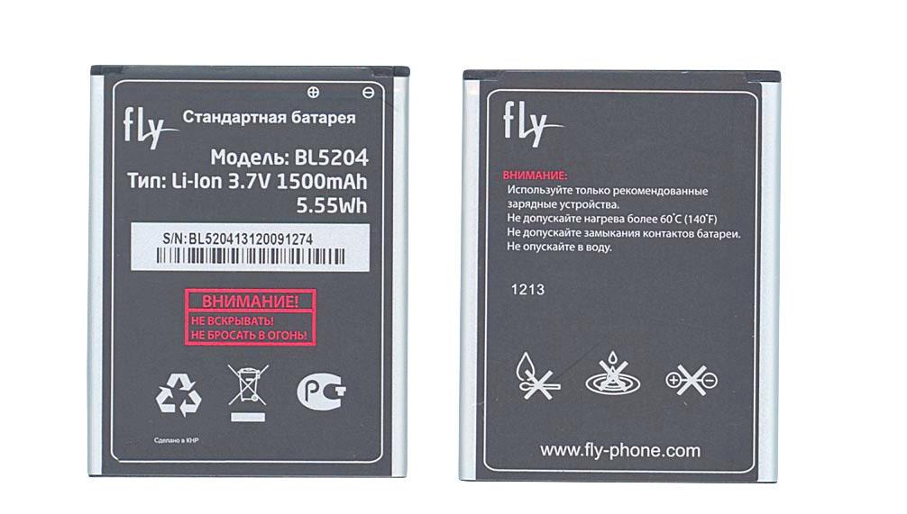 Аккумулятор для смартфона Fly BL5204 IQ447 Era Life 1 3,7V 1500 mAh 5,55 Wh Black Аккумулятор для смартфона Fly BL5204 IQ447 Era Life 1 3,7V 1500 mAh 5,55 Wh Black