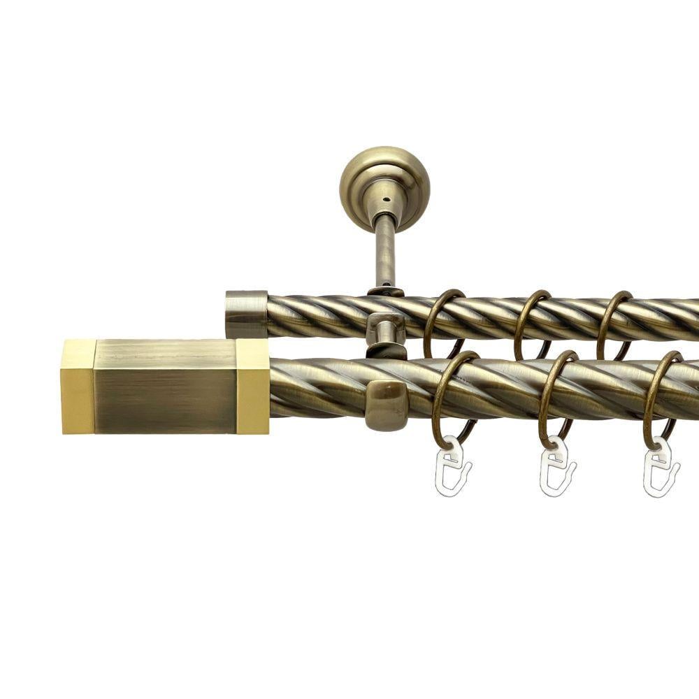 Карниз для штор Orvit Квадро двухрядный скрученный 25\19 мм 240 см Античный (00-00019196)