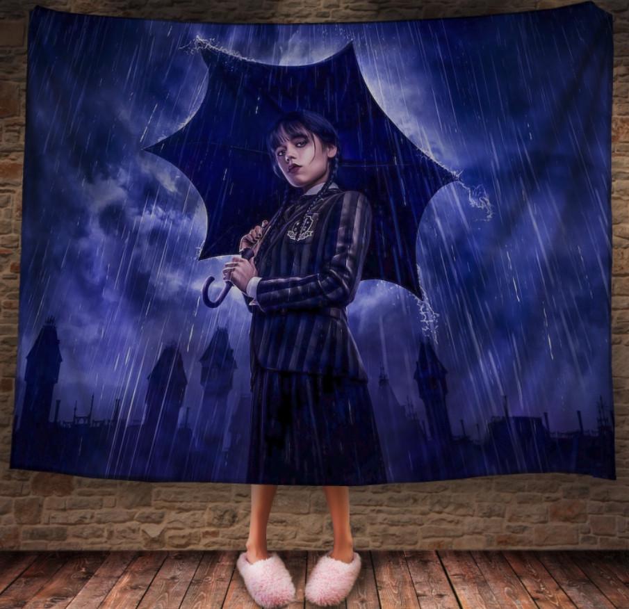 Плед с 3D принтом Уэнздей Аддамс под зонтом 150х200 см (epi_1930)