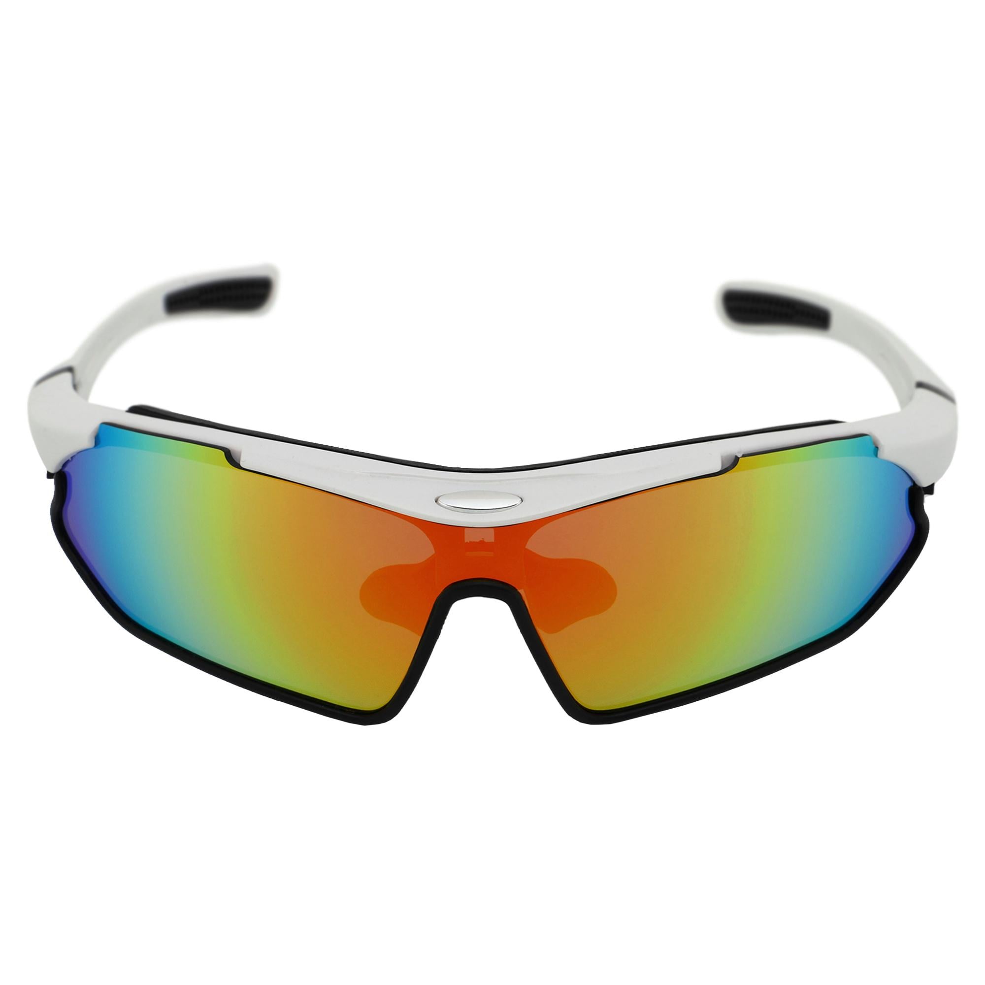 Очки спортивные солнцезащитные Sposune зеркальные Белый/Черный/Красный (JH-037-4)