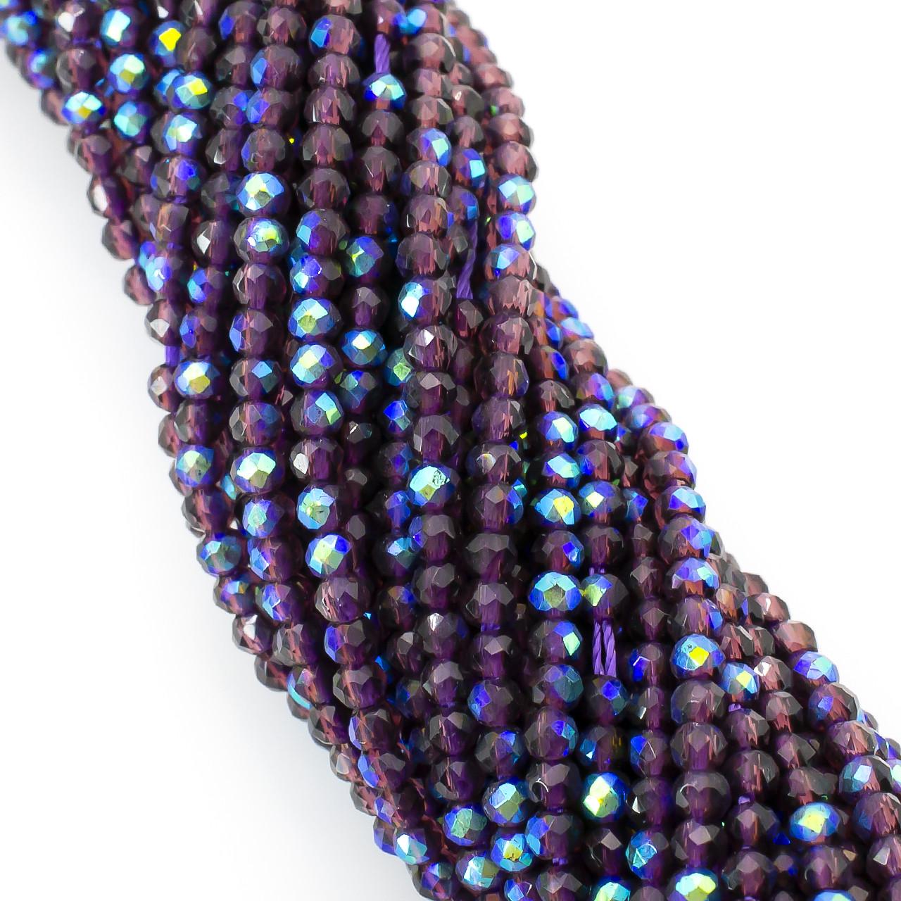 Бусины из шпинели на нитке круглая огранка 37 см 2 мм 200 шт. Радужно-фиолетовый (БШ2502к66)