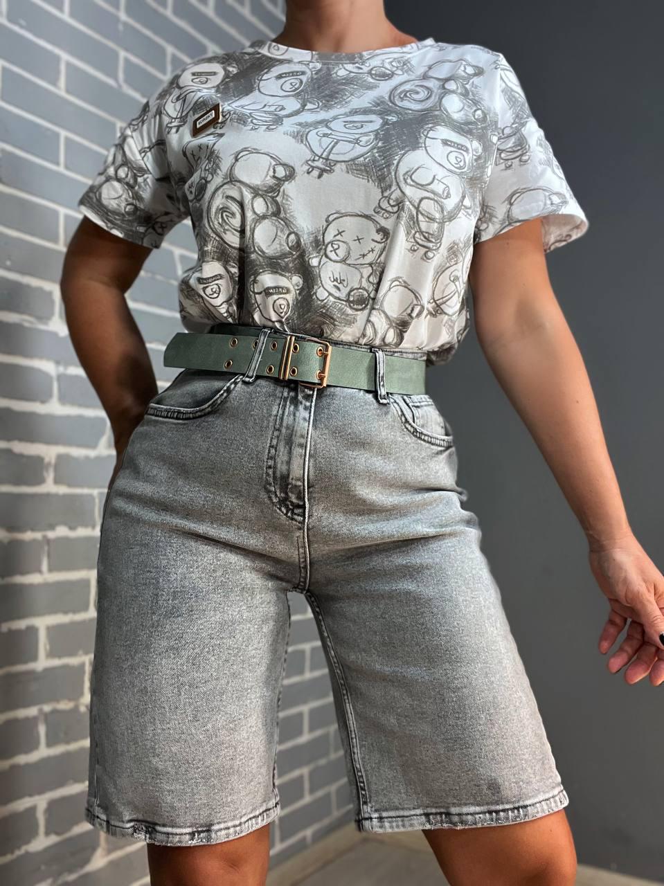 Шорты женские джинсовые SESSANTA 16756 Mом бермуды стрейчевые р. 31 Серый/Зеленый (2410) - фото 3 Шорты женские джинсовые SESSANTA 16756 Mом бермуды стрейчевые р. 31 Серый/Зеленый (2410) - фото 3