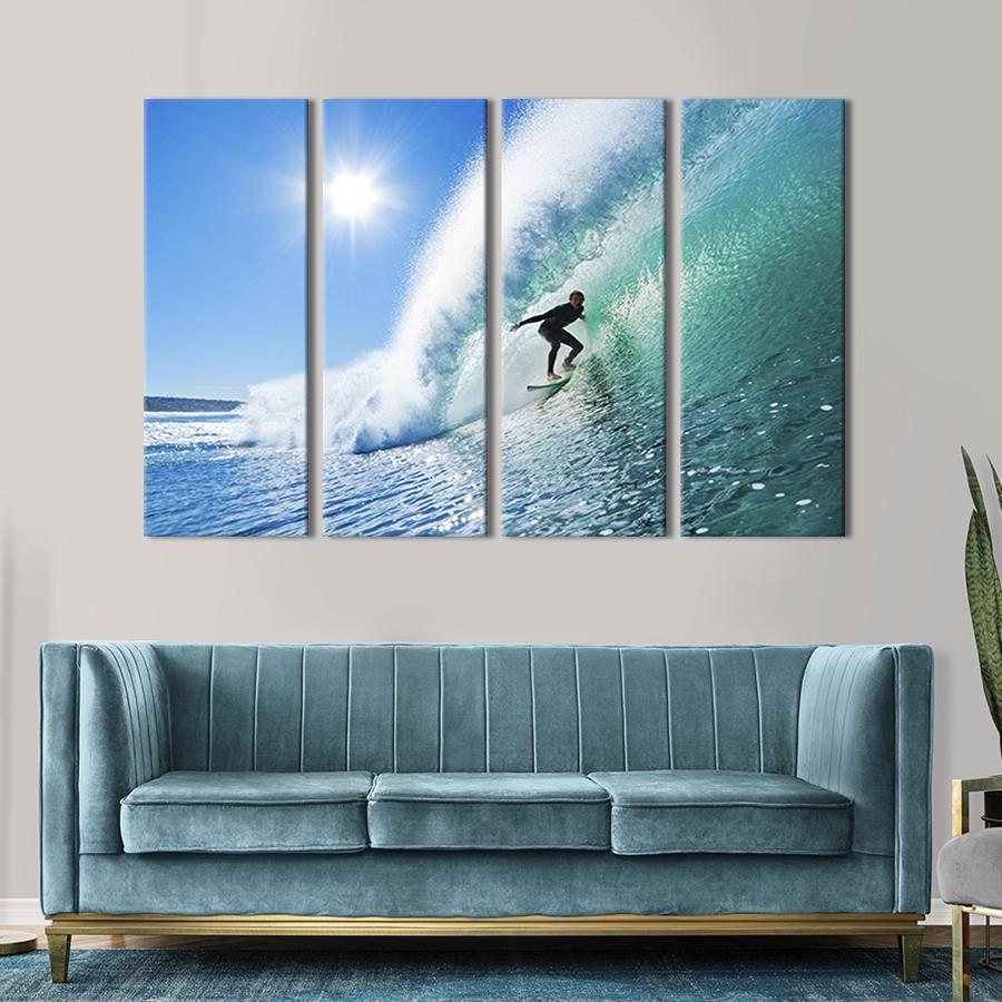 Картина модульная из 4 частей Серфер катающийся по волнам M 89x53 см (408-41)