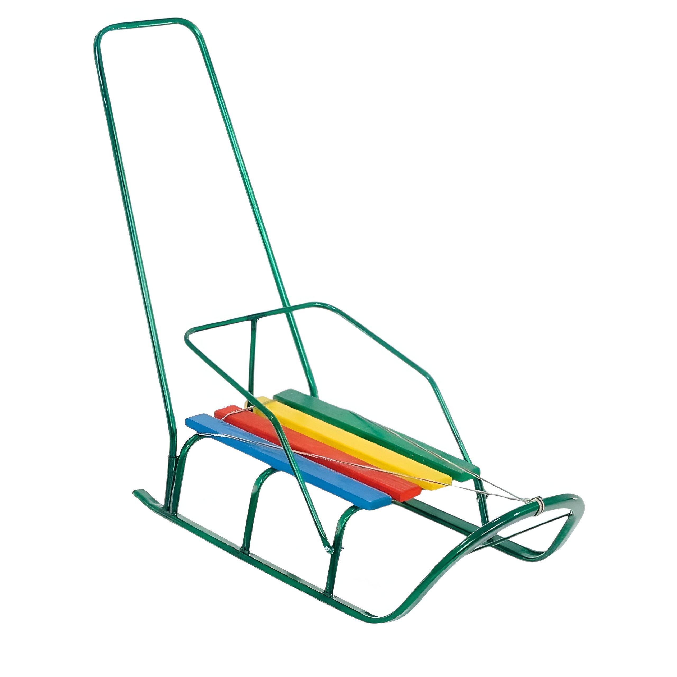 Сани детские Классик-1 с ручкой круглые полозья Зеленый (29877065) - фото 2 Сани детские Классик-1 с ручкой круглые полозья Зеленый (29877065) - фото 2