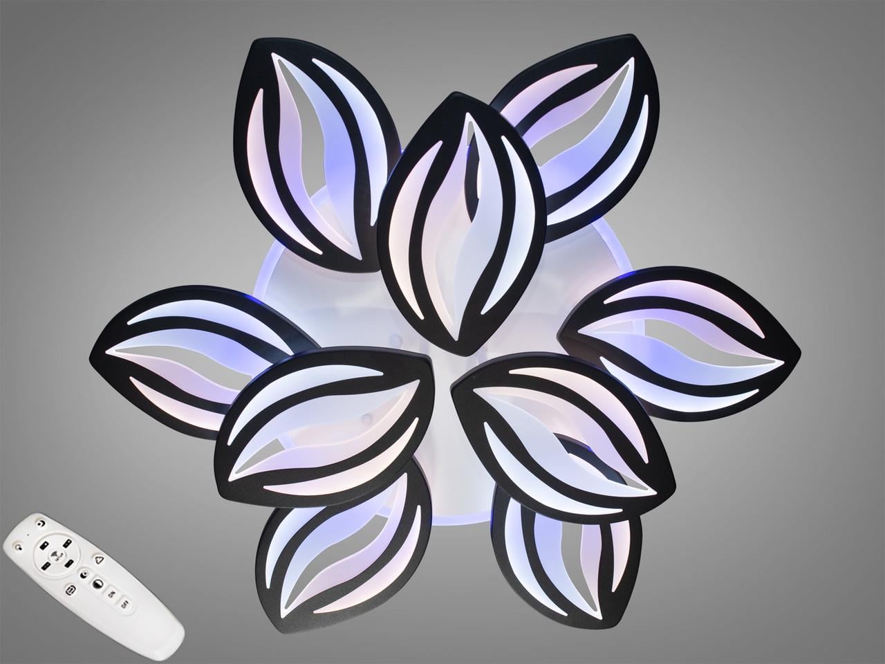 Люстра стельова LED з димером та підсвічуванням 145W 8092/6/3BK 3col dim EcoLed