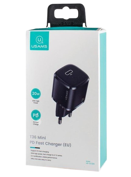 Зарядное устройство сетевое Usams US-CC124 T36 20W Super Si PD Fast Charger EU Black (231706) Зарядное устройство сетевое Usams US-CC124 T36 20W Super Si PD Fast Charger EU Black (231706)