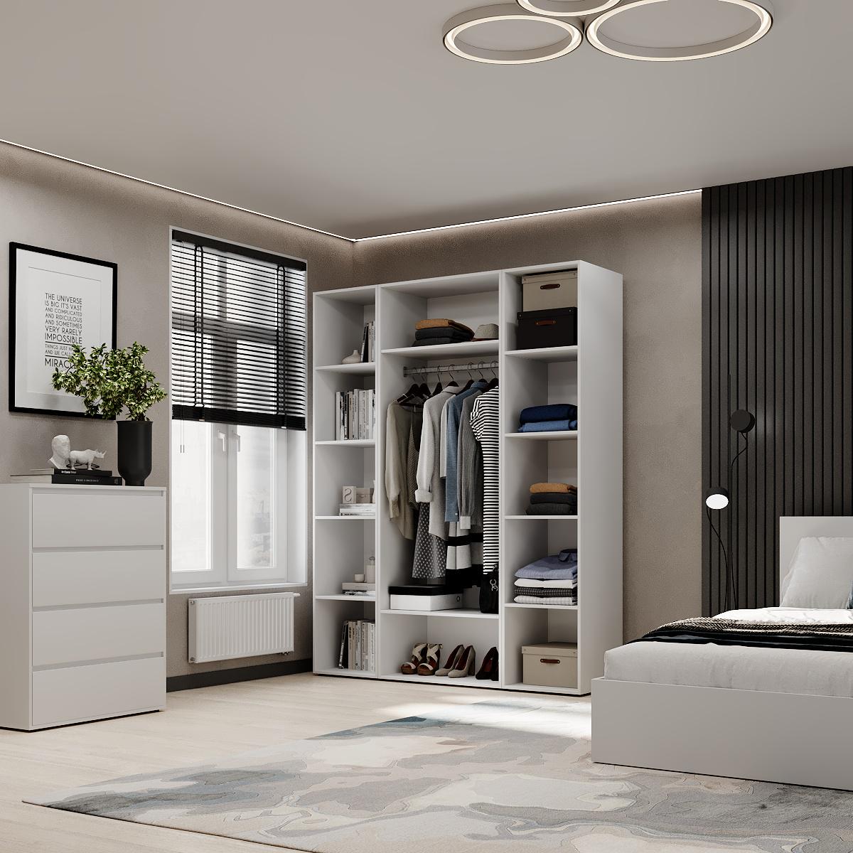 Шкаф распашной комбинированный ART IN HEAD №16 Light 1600x500x2200 мм Белый бриллиант (GALTK0161000000) - фото 4 Шкаф распашной комбинированный ART IN HEAD №16 Light 1600x500x2200 мм Белый бриллиант (GALTK0161000000) - фото 4