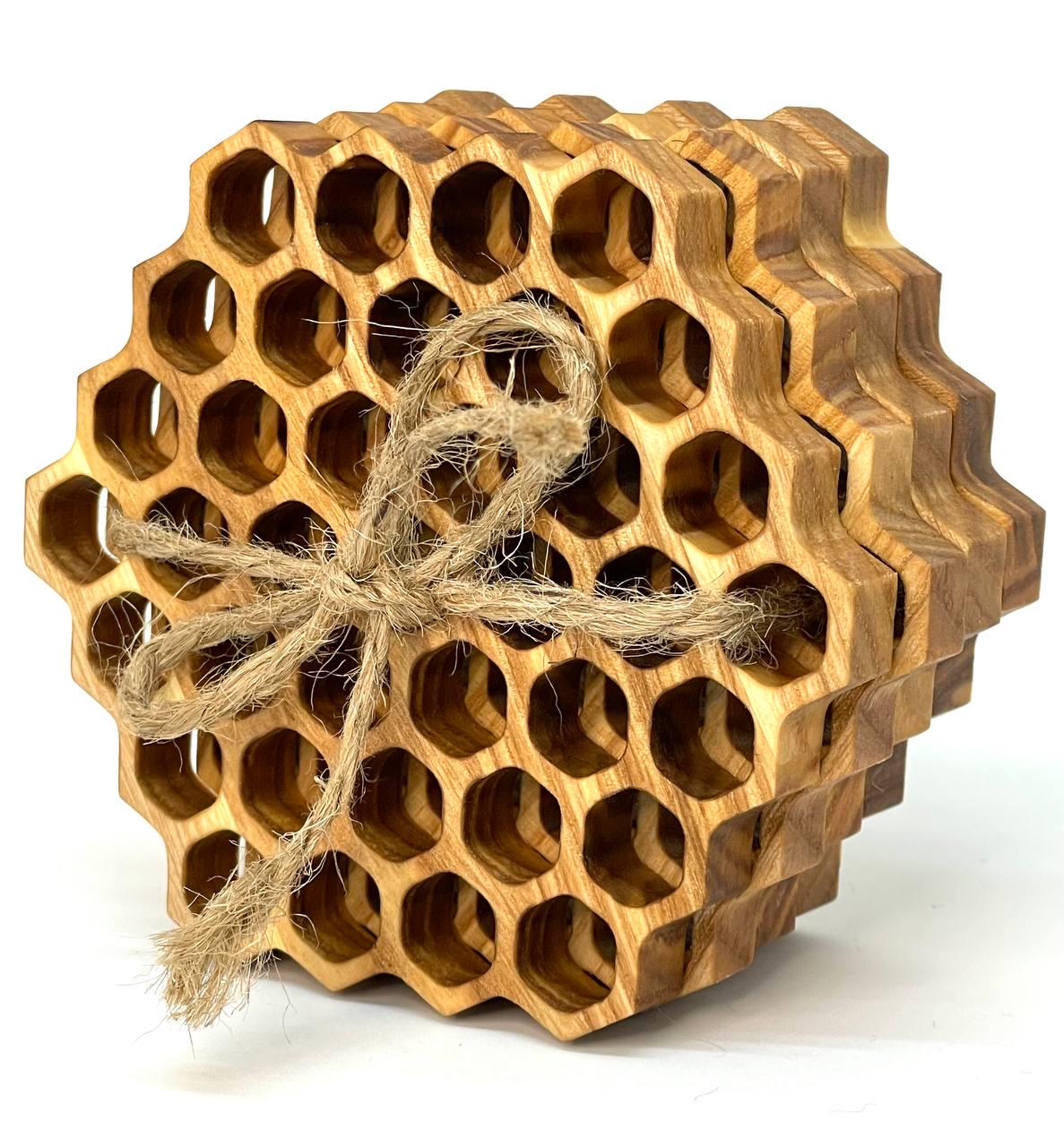 Костеров из дерева Пчелинные соты 10х1 см 4 шт. (9270201)