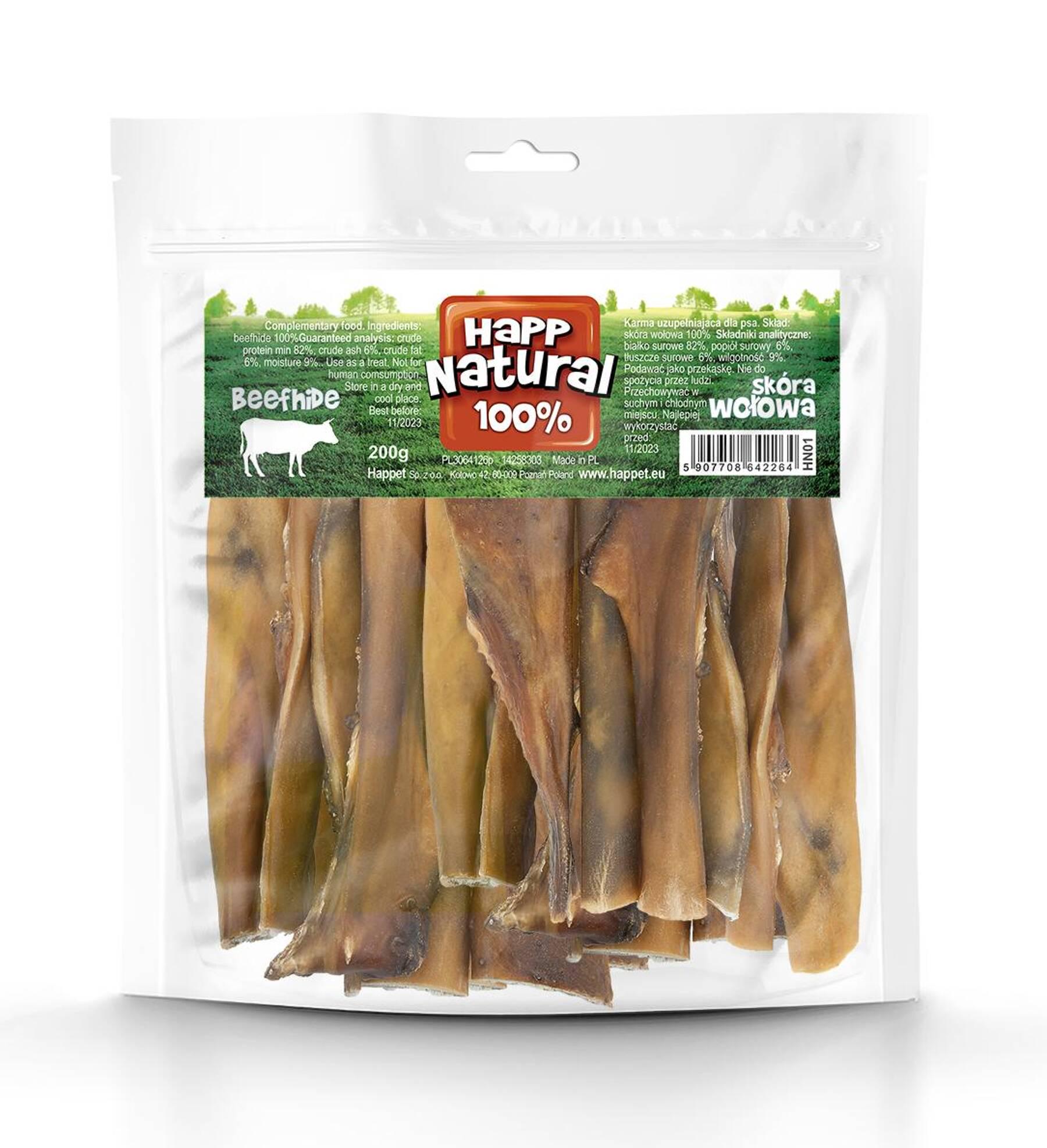 Кожа говяжья сушеная Happet Natural 100% натуральное лакомство для собак 200 г (HN01 5907708642264)