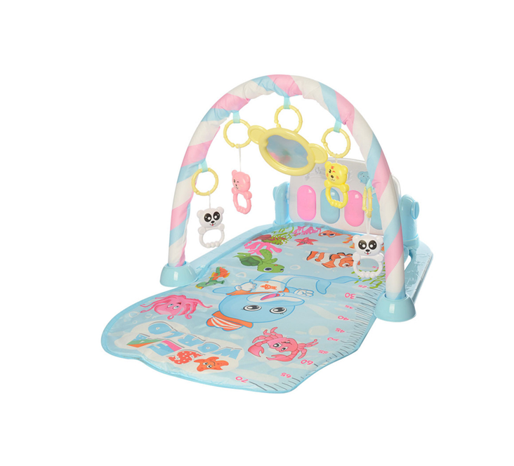 Развивающий коврик музыкальный с пианино 211 с проектором свет/музыка и измерительной лентой Голубой (211)
