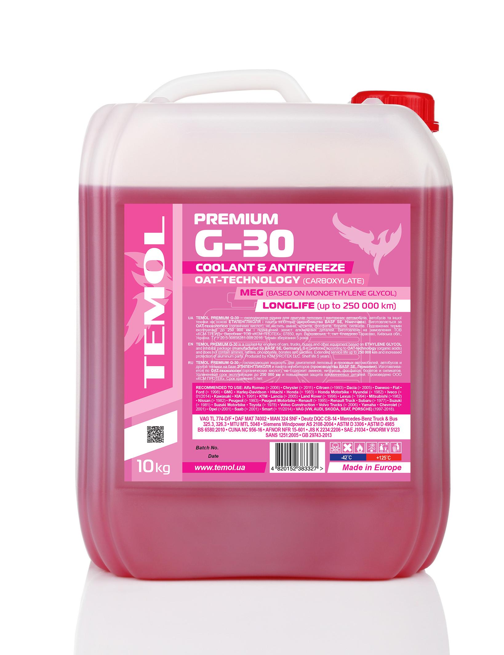 Антифриз TEMOL PREMIUM G-30 10 л (T-APG-30-10KG)