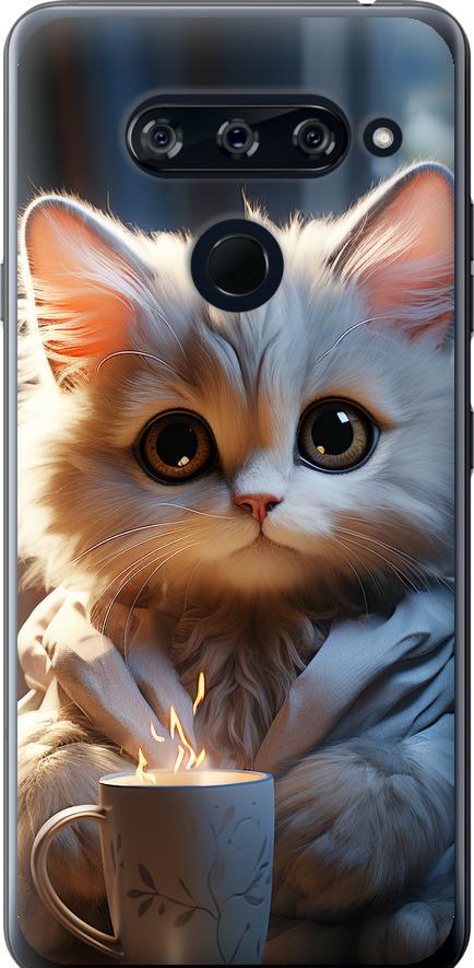 Чехол на LG V40 ThinQ White cat (5646u-1577-42517)
