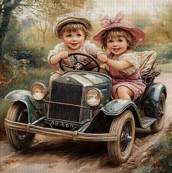 Набор для вышивания крестиком JOZYSH «Первое путешествие» 14CT канва Аиду с нанесенным рисунком 40x40 см (2889762230)