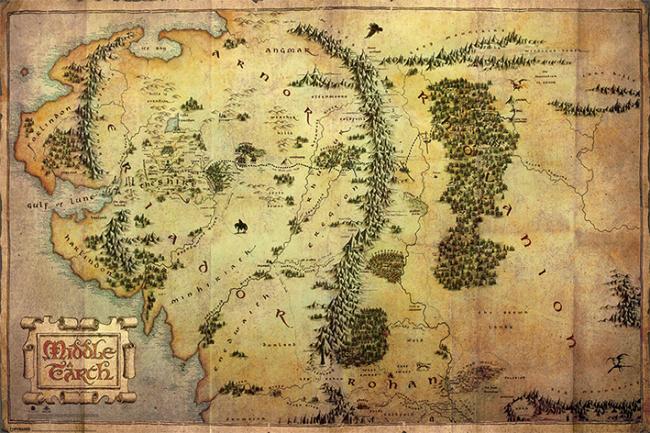 Постер плакат Хоббит Карта Путешествия/The Hobbit Journey Map 61x91,5 см
