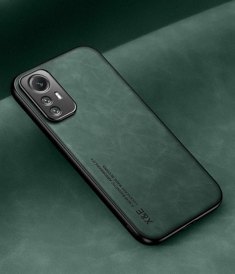 Кожаный чехол XnE Xiaomi Redmi Note 12S с металлической вставкой Green (34284-08)