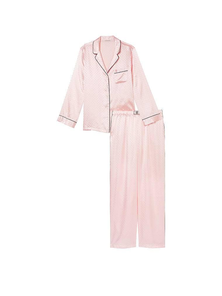 Пижама женская сатиновая Victoria's Secret Satin Long Pajama Set XS Розовый (13125255) - фото 2