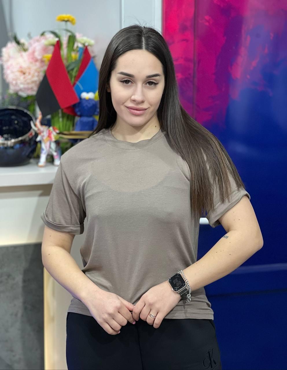 Футболка женская базовая OS Бежевый (#25154-03)