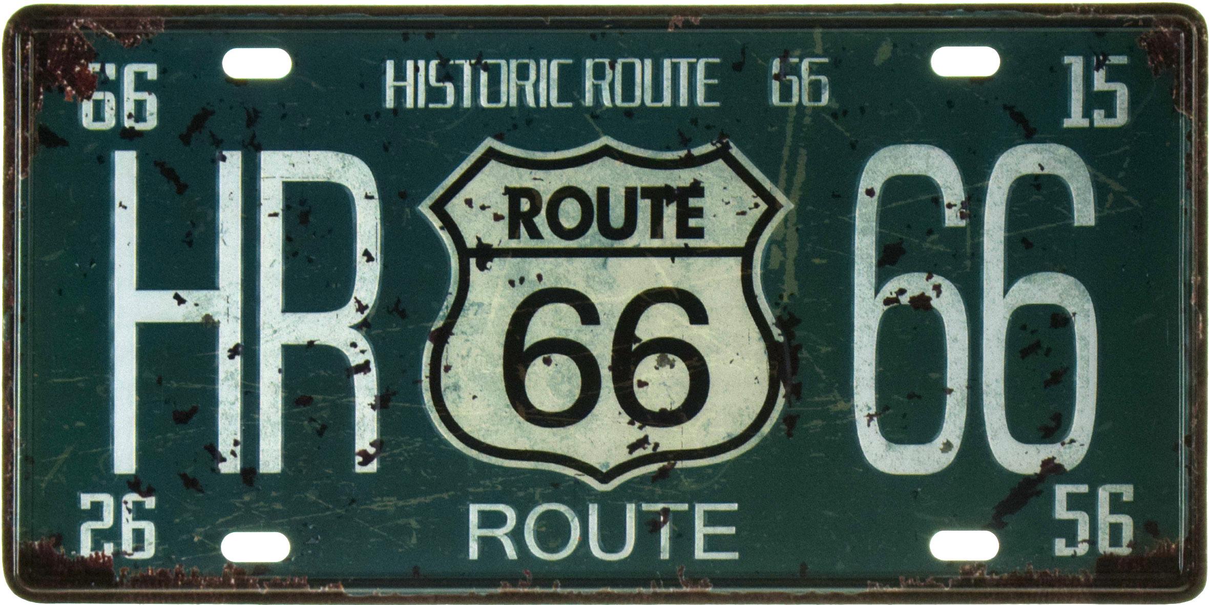 Табличка металлическая Route 66 HR 66 15x30 см