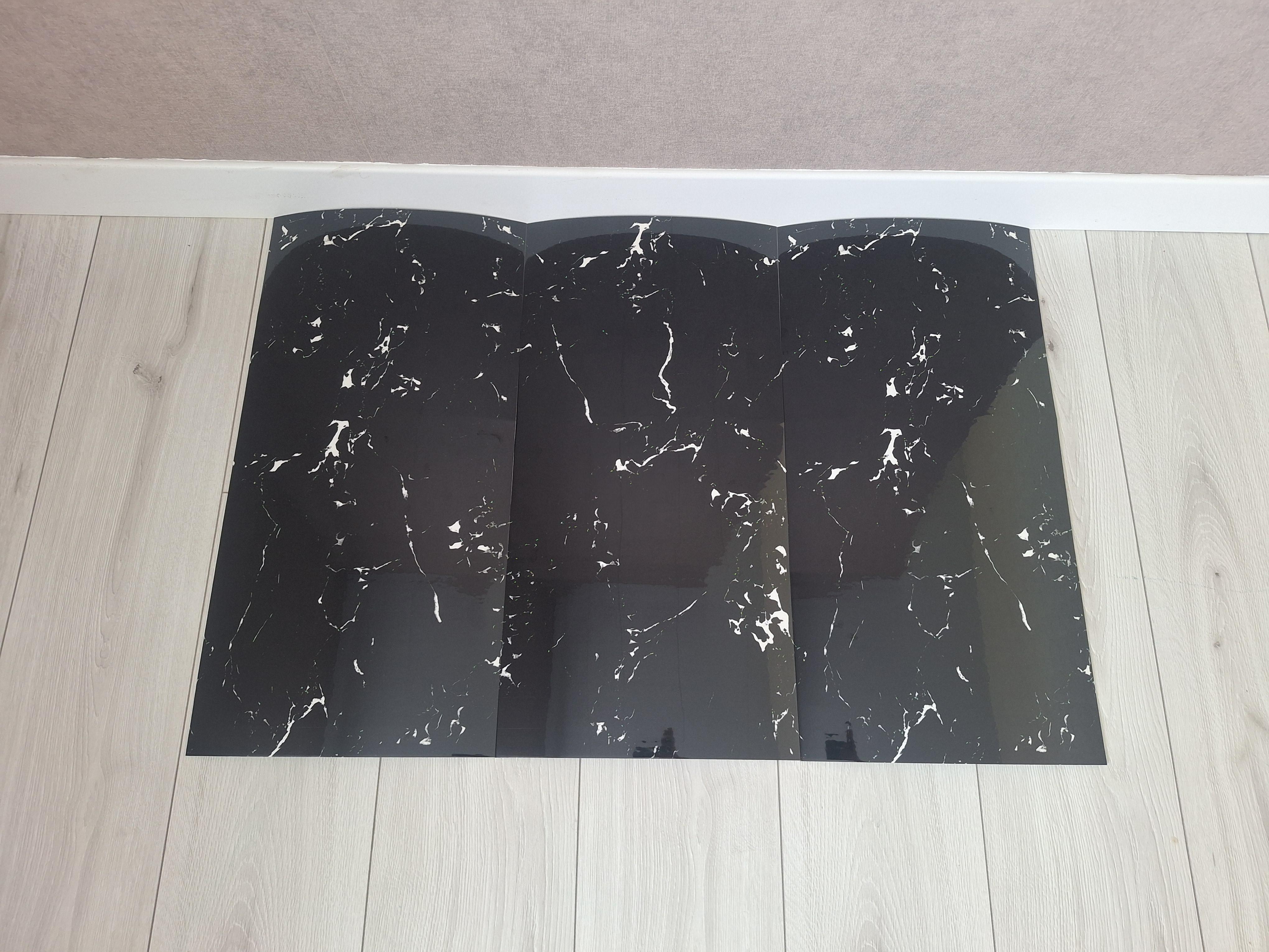 Плитка-самоклейка вінілова мармур 600х300х2 мм Чорний глянцевий (F09)