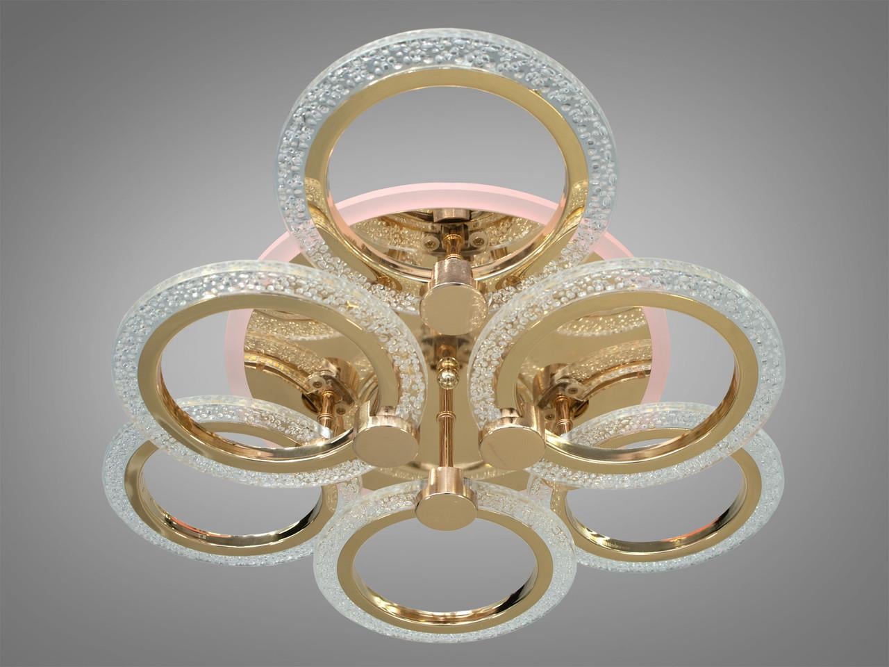 Люстра LED с пультом на кухню 80W на 12 кв. м Золотой (A8180-3+3G-LS)