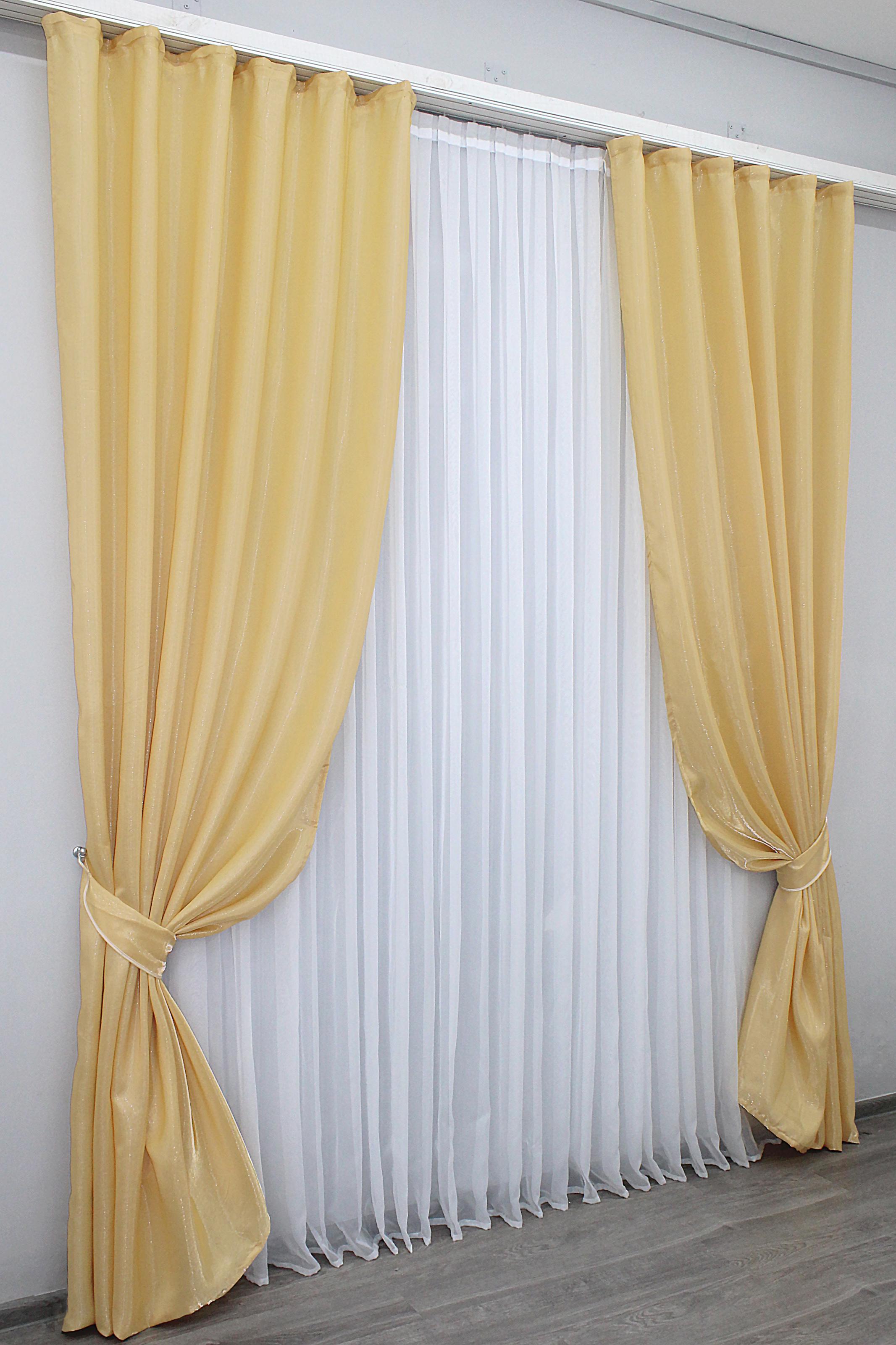 Комплект штор VR-Textil Атлас № 801ш монорей 150х270 см 2 шт. Золотистый (30-585) - фото 3