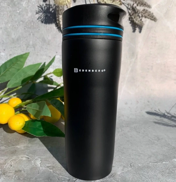 Термокружка-бутылка Edenberg 380 мл Черно-голубой (EB-643)