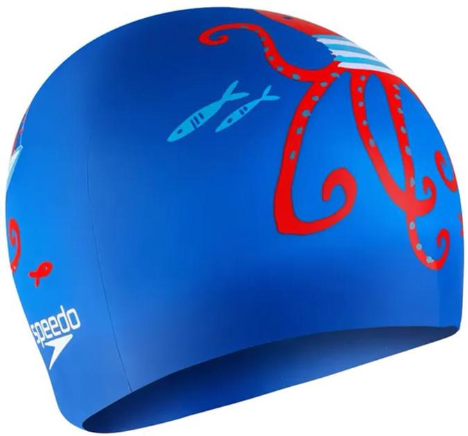 Шапка для плавання Speedo SLOGAN PRT CAP JU/JF/JM OSFM Синій (8-0838616718) - фото 2