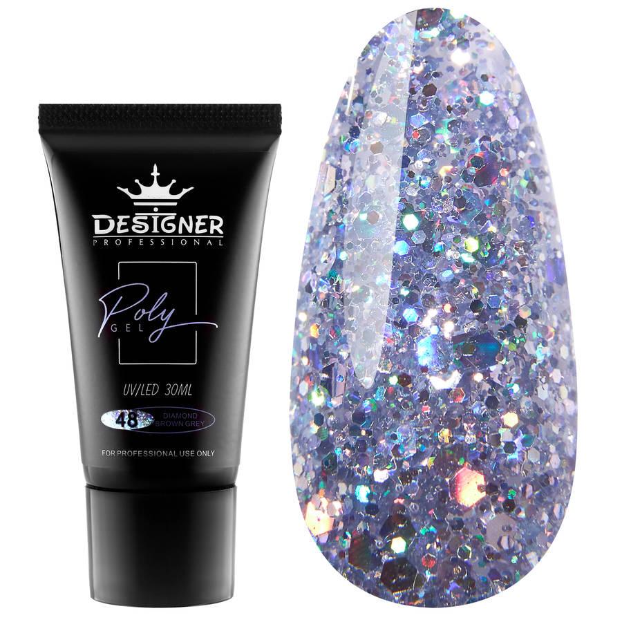 Полигель Дизайнер для наращивания и укрепления ногтей 30 мл Diamond brown grey №48