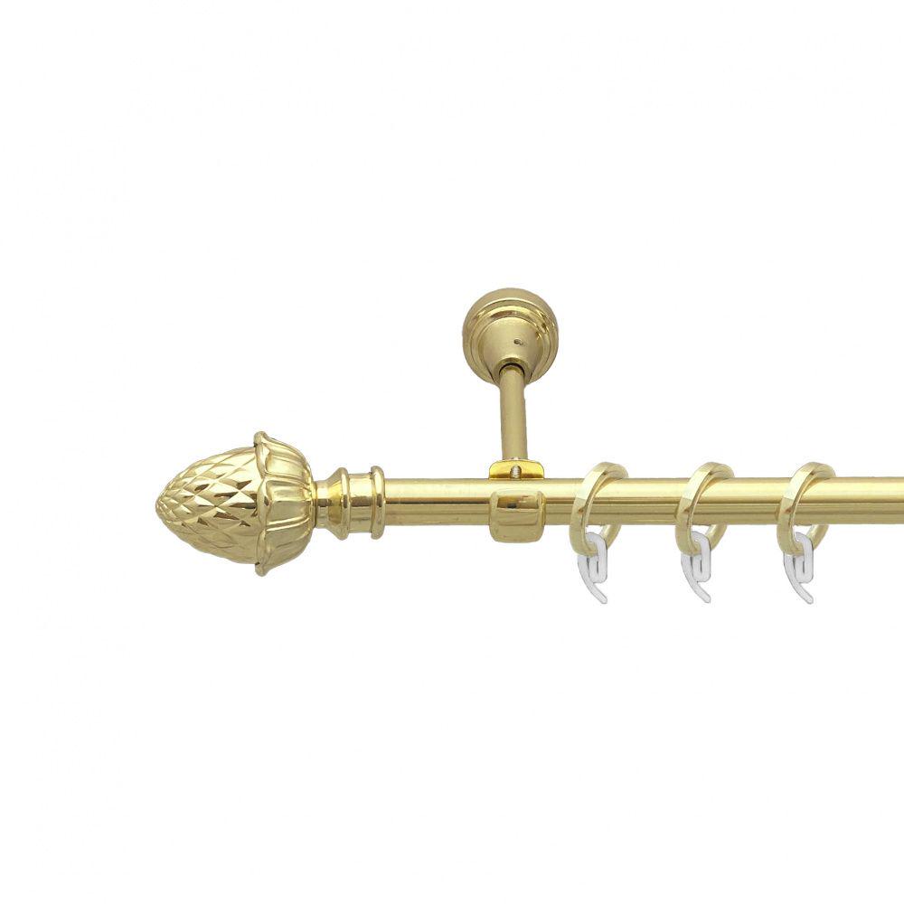 Карниз Orvit Цинара металевий однорядний відкритий гладка труба кільце фасонне металеве 16 мм 200 см Золото (7751970)