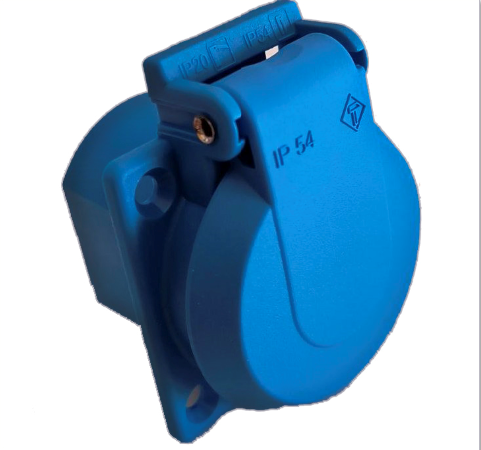 Розетка панельная Walther-Werke schuko 3 полюса 16А 230V IP54 Голубой (wl10003)