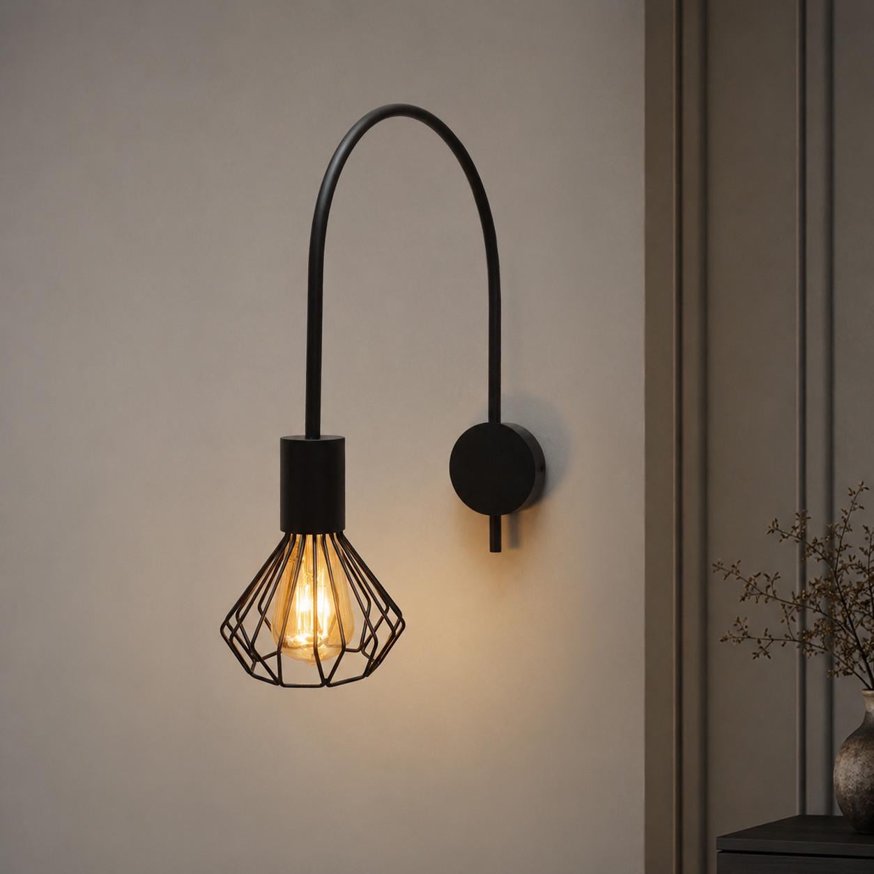Бра MSK ELECTRIC Diadem с металлическим плафоном под лампу Е27 Черный (NL 221549 BK)
