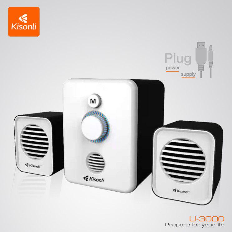 Колонки комп'ютерні Kisonli U3000BT 2.1 Bluetooth AUX 5 W/2x3 W Чорний/Білий (58921) - фото 2