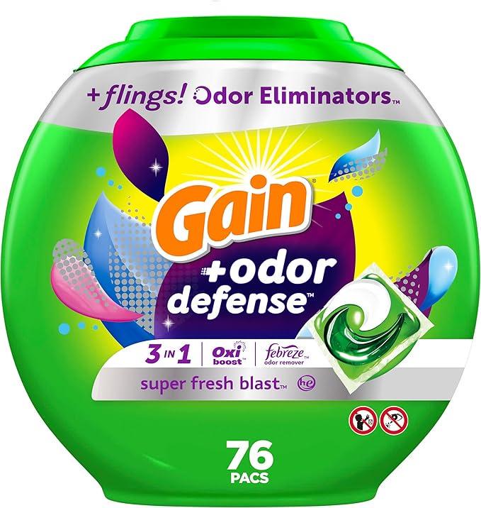 Капсули для прання Gain Flings 3в1 із захистом від запаху 76 шт.