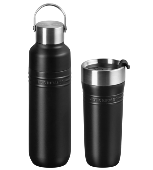 Набор из термокружки и бутылки для воды Le Creuset On The Go Satin Black (41067190000001/41066280000001)