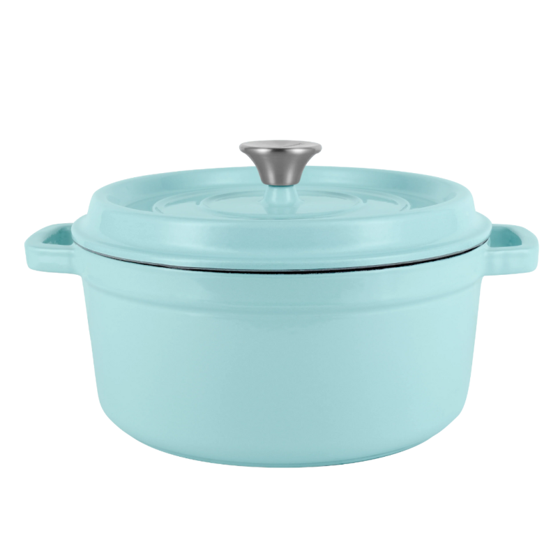 Каструля чавунна Vintage Cuisine Retro емальована 26 см М'ятний