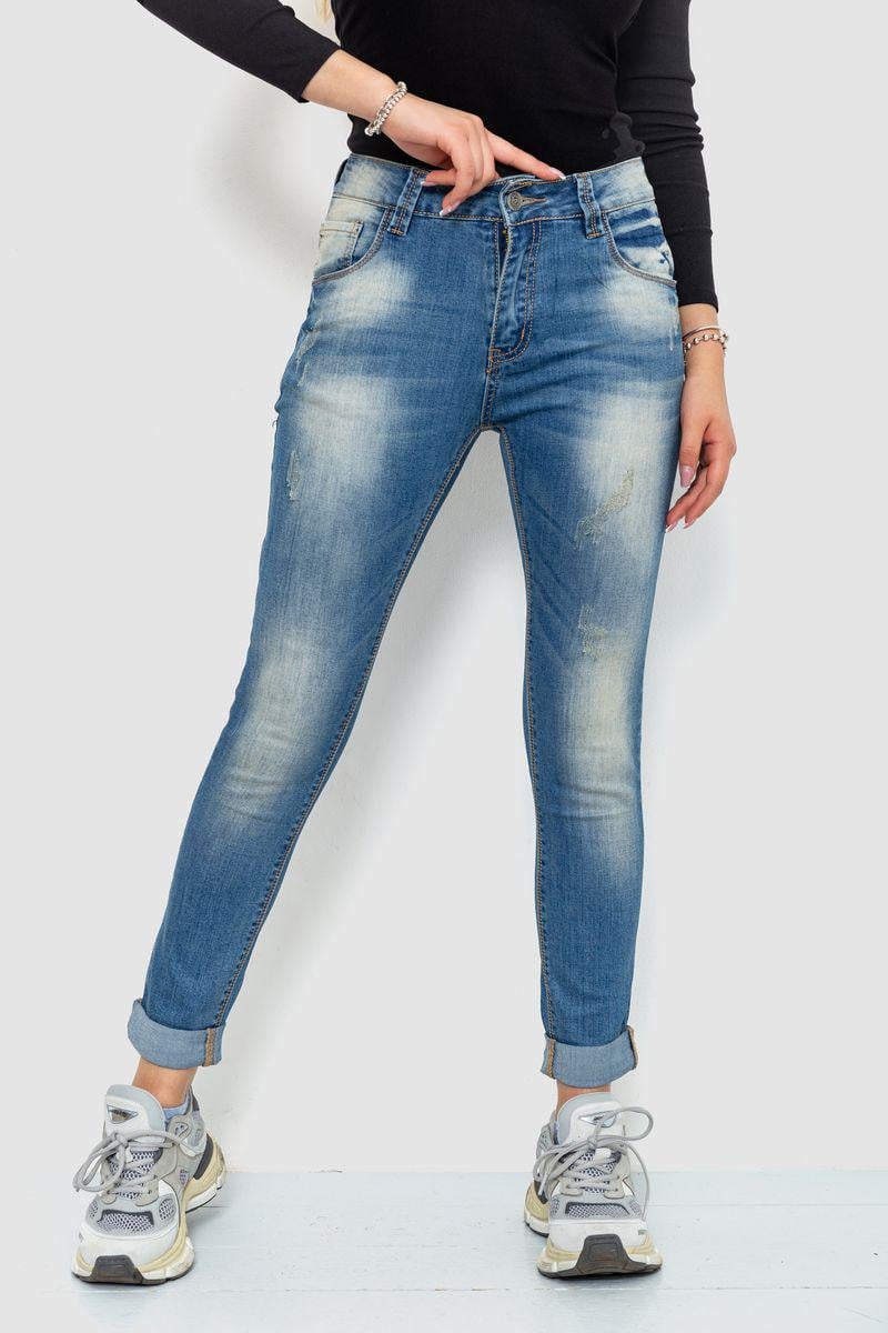 Джинсы женские с потертостями Ager 244RS06 р. 28 Синий (65f2d3f7a4b9607aef04ec60)
