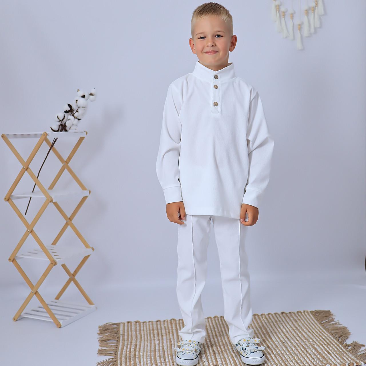 Костюм школьный для мальчика праздничный вельветовый рубашка/штаны Белый (1110919921) - фото 2 Костюм школьный для мальчика праздничный вельветовый рубашка/штаны Белый (1110919921) - фото 2