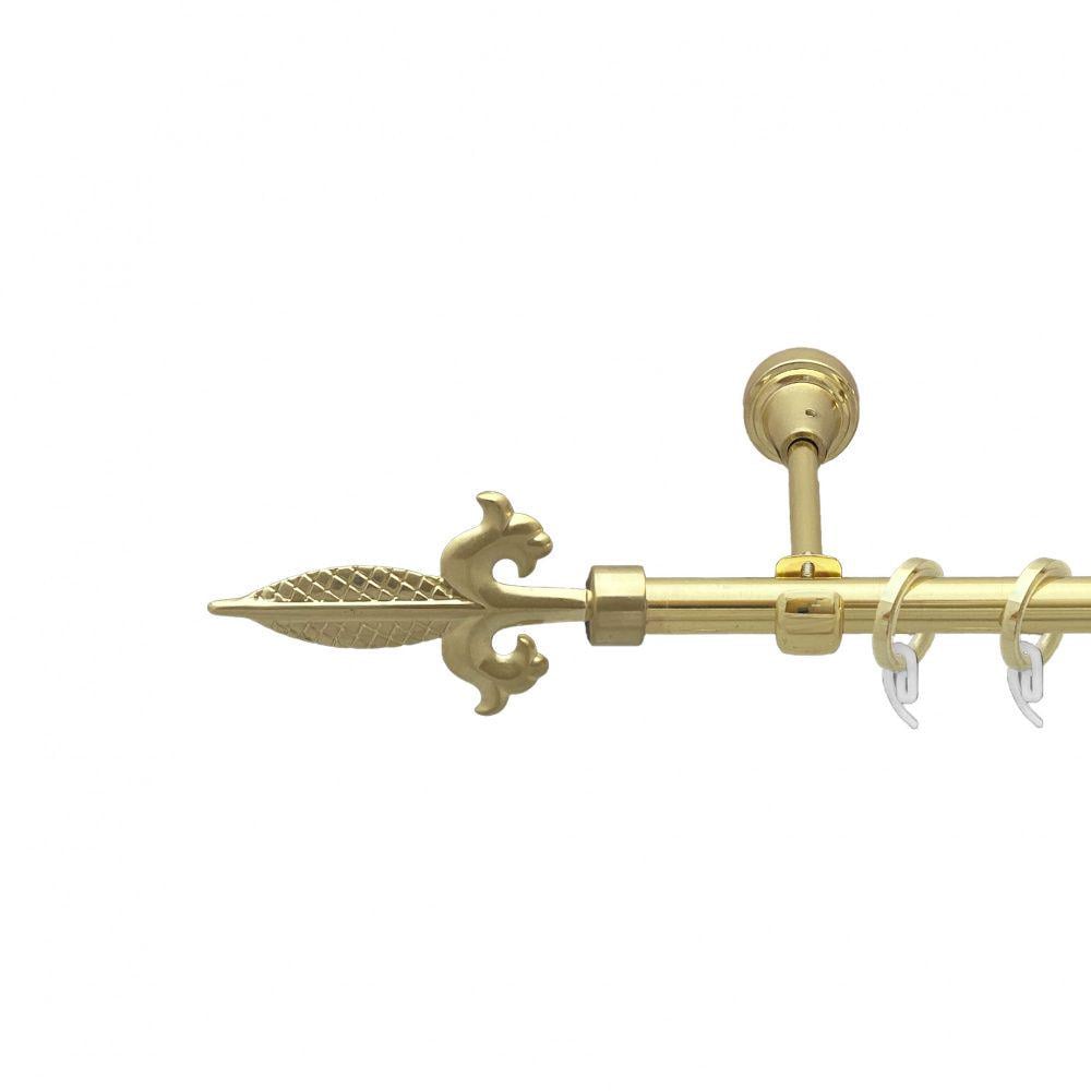 Карниз металлический Orvit Генуя однорядный открытый/гладкая труба/кольцо фасонное металлическое Золото 16 мм 240 см (7751860)