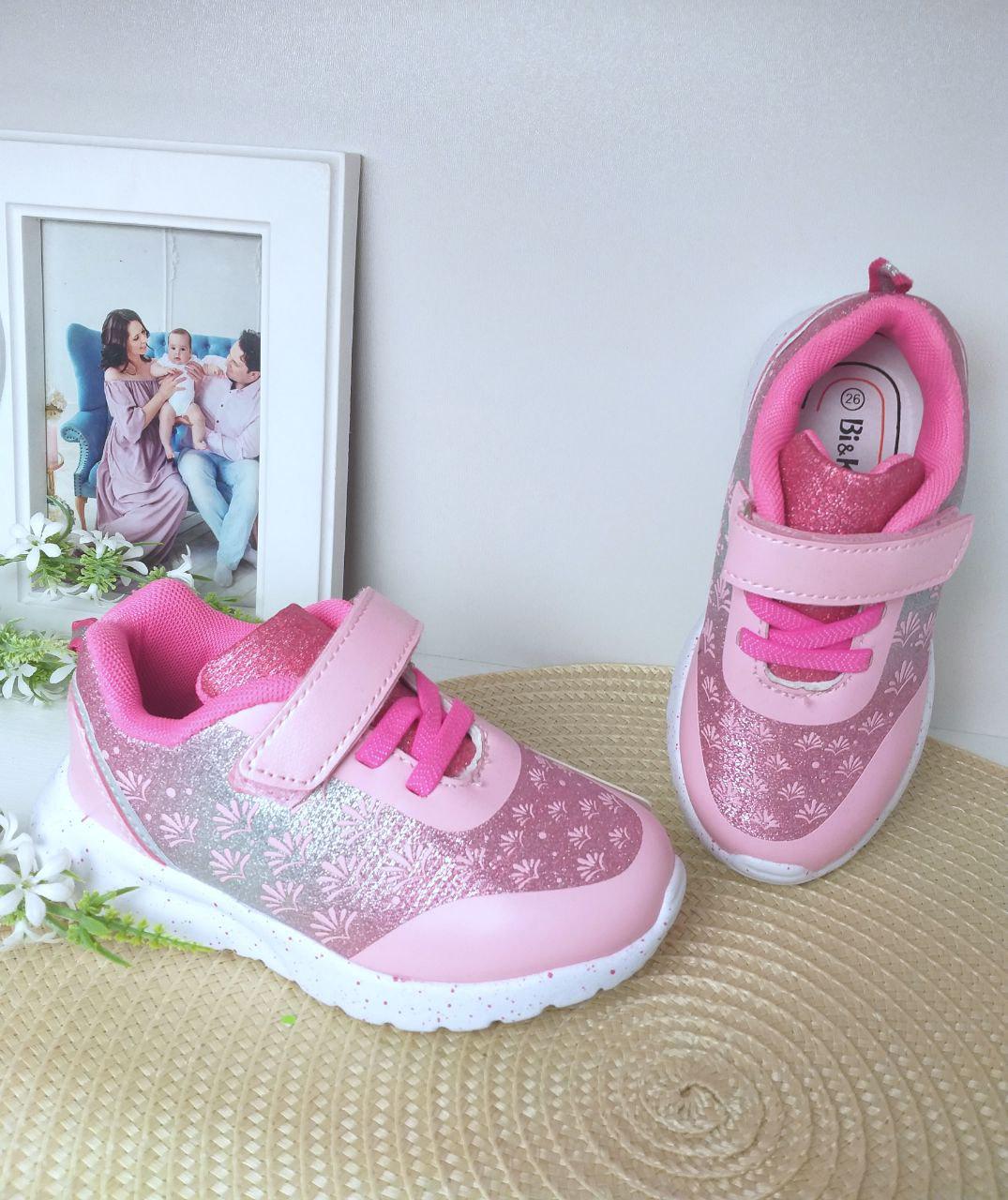 Кроссовки для девочки BIKI 475 с надписью р. 28 18,5 см Розовый